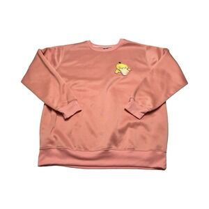 Men's XL Pink Embroidered Psyduck Pokemon Crew Neck Sweatshirt‎ Soft Streetwear